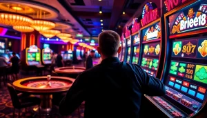 Experience the excitement of playing the bro138 slot at a vibrant casino.