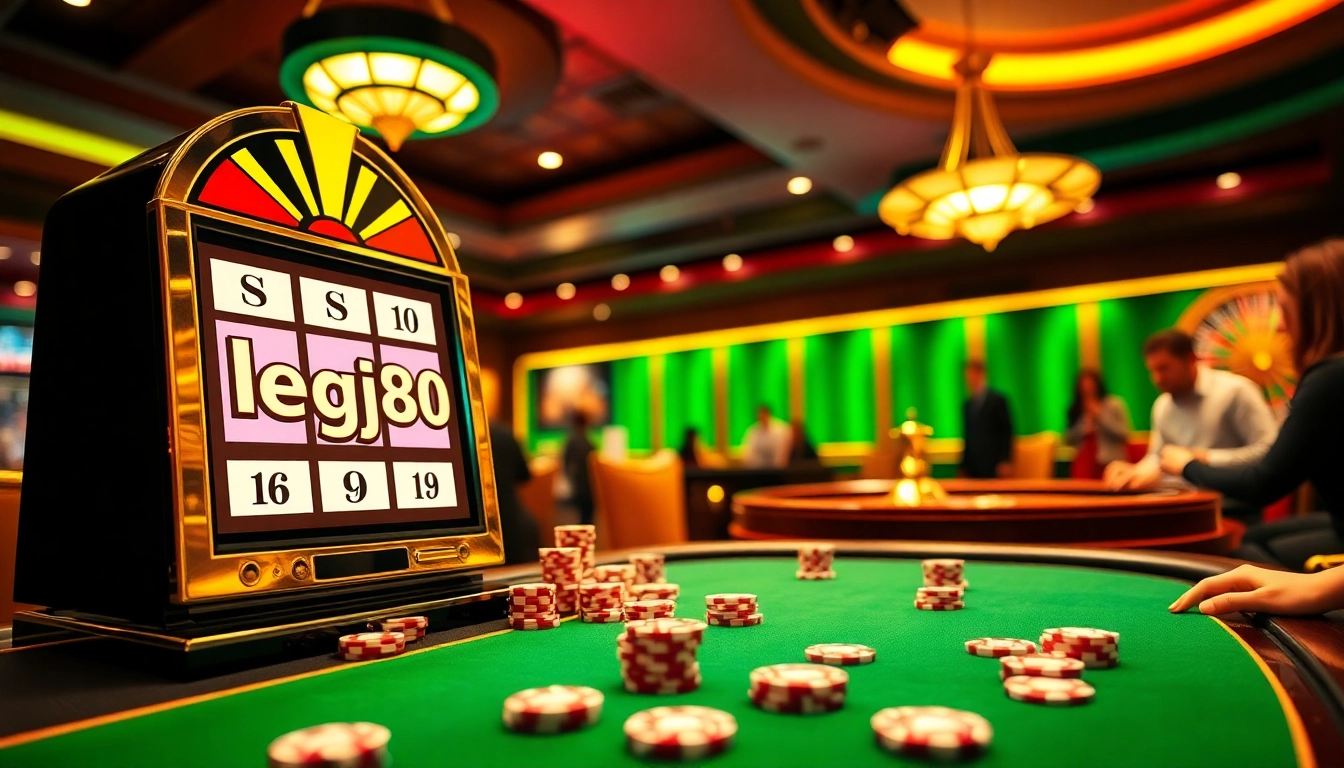 Experience the thrill of winning at the LEGO138 login with a luxurious casino scene featuring vibrant slot machines and excited players.