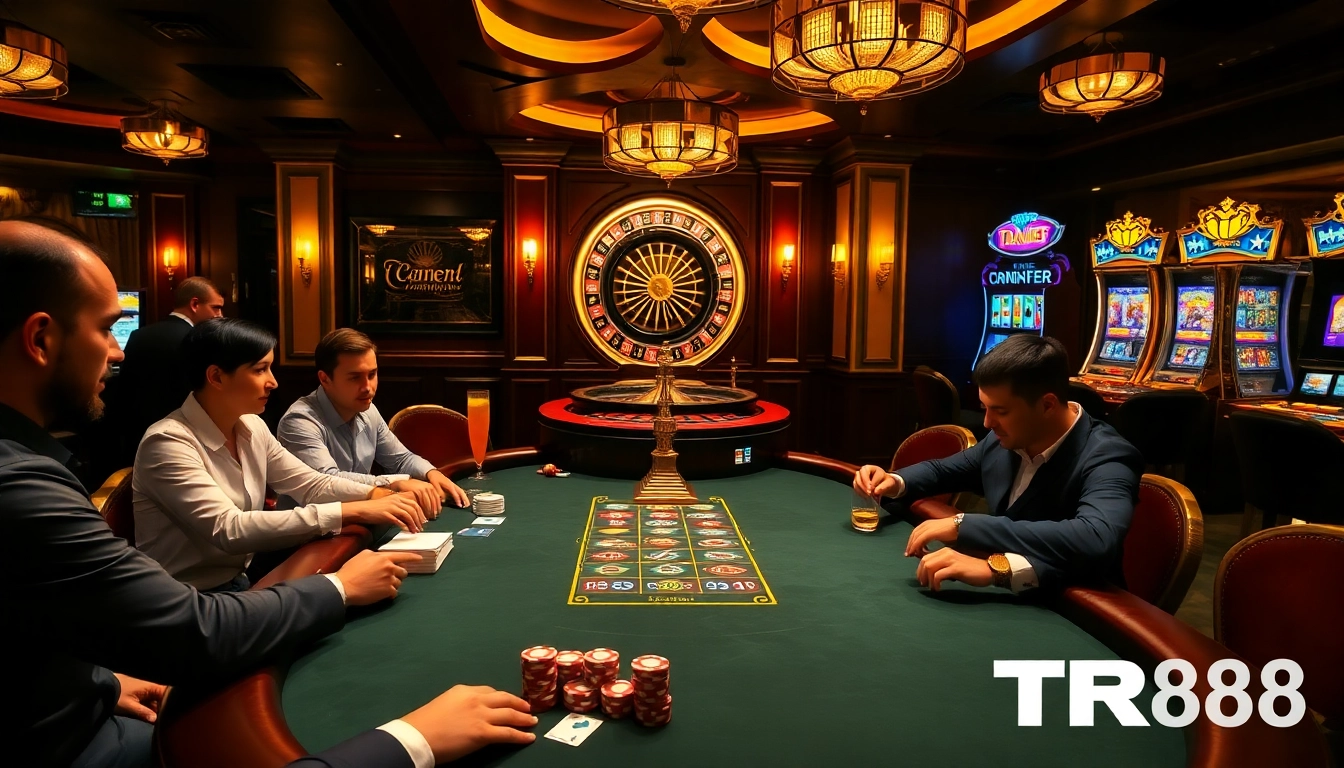 Engage in the thrilling atmosphere of TR88 online casino featuring luxurious poker action and vibrant gaming.