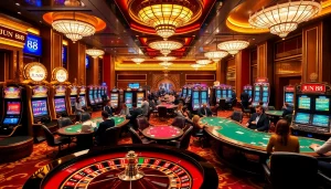 Engaging scene of players enjoying casino games at Jun 88, showcasing excitement and luxury.