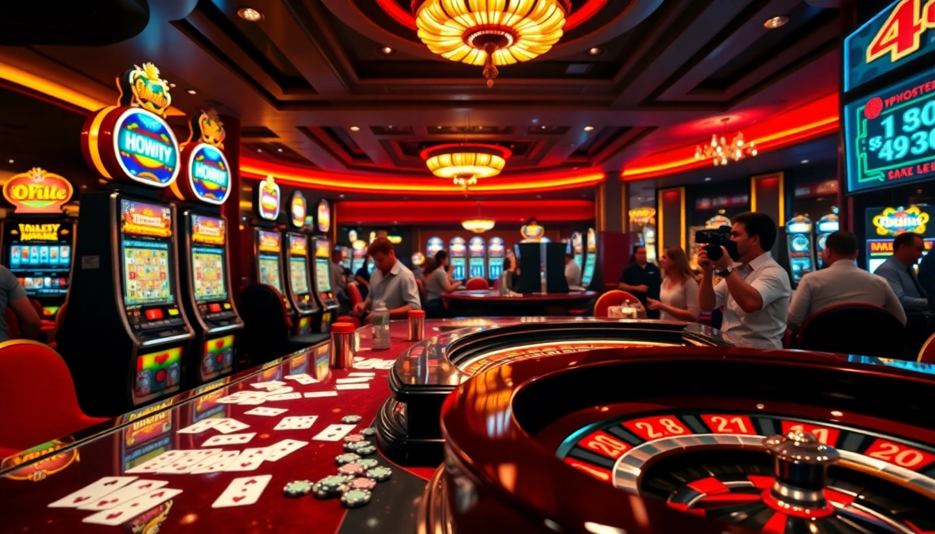 Experience the thrill of idn slot machines with vibrant gameplay in a luxurious casino setting.