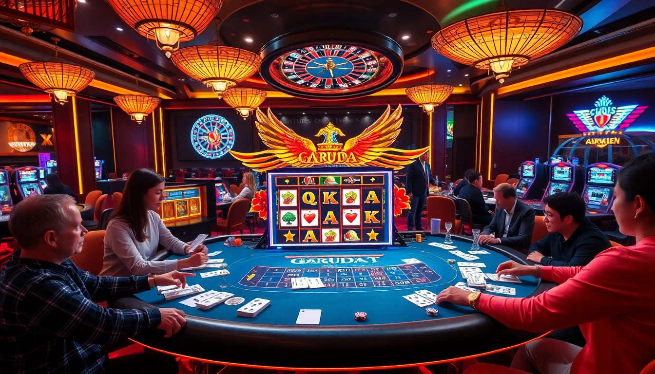 Experience excitement at the garuda slot machine in a vibrant casino atmosphere.