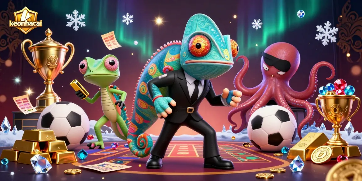 Experience the excitement of keonhacai with colorful sports betting elements and vibrant 3D characters.
