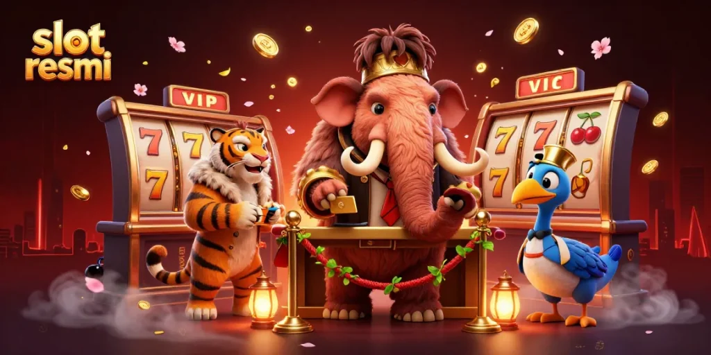 Permainan slot resmi dengan karakter menarik di kasino virtual yang meriah.