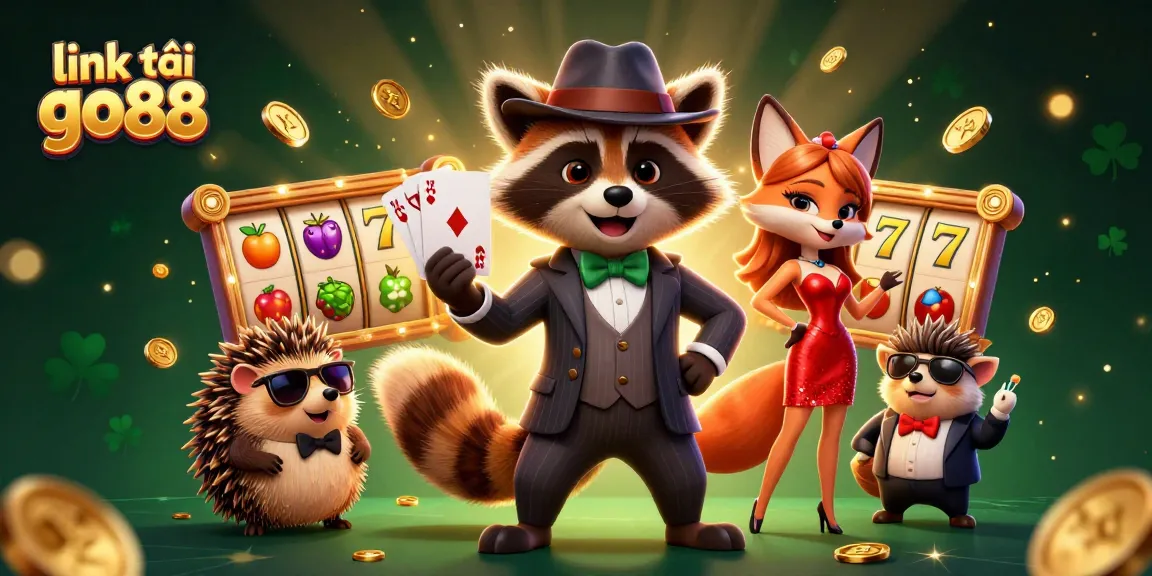 Hit the jackpot with link tải go88 in this vibrant 3D gambling illustration
