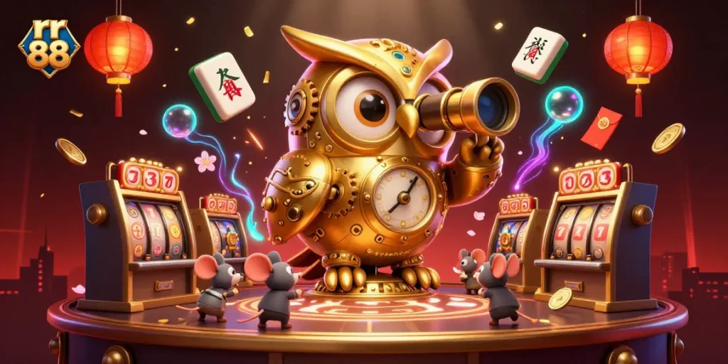 Engage in thrilling gameplay at rr 88 with an ultra-detailed 3D casino scene featuring unique characters and elements.