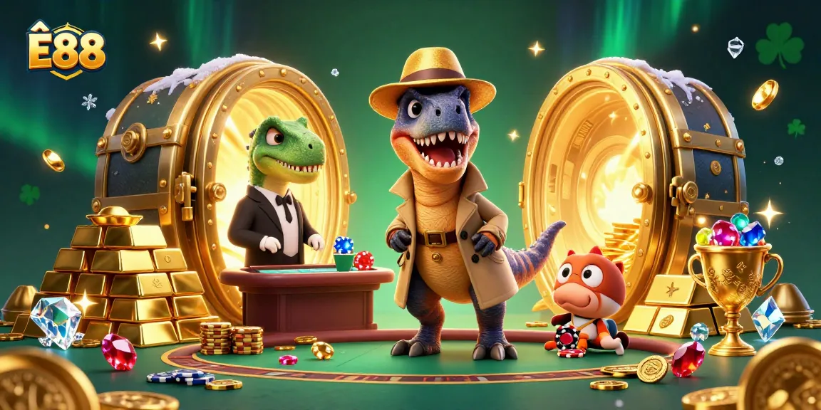 Experience thrilling gameplay at Ê88 with colorful characters engaging in a vibrant casino heist scene.