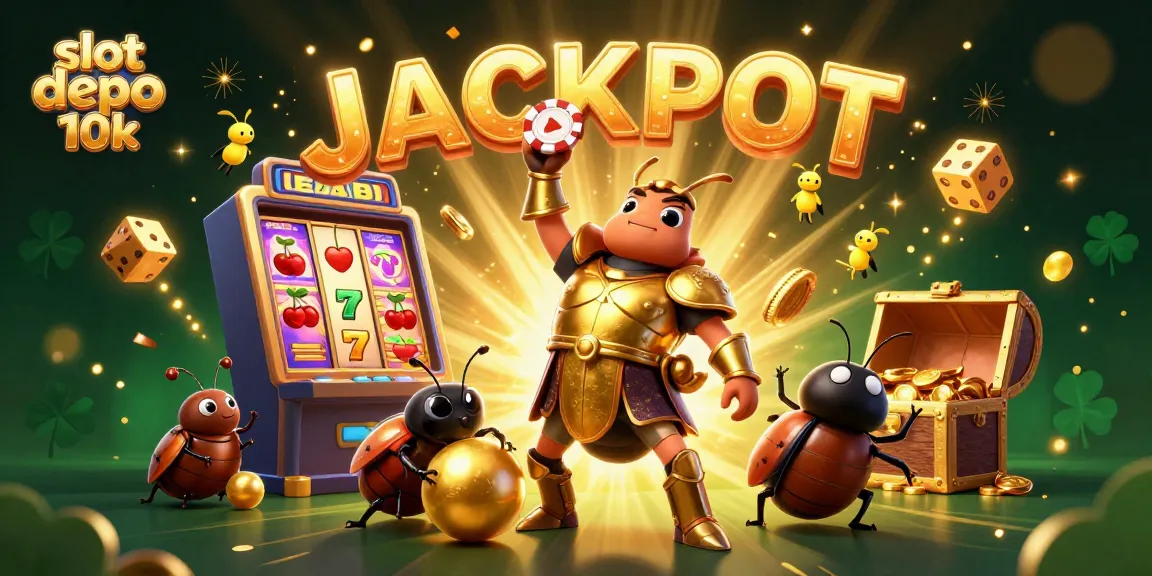 Spin and win with slot depo 10k in this vibrant, action-packed casino illustration.