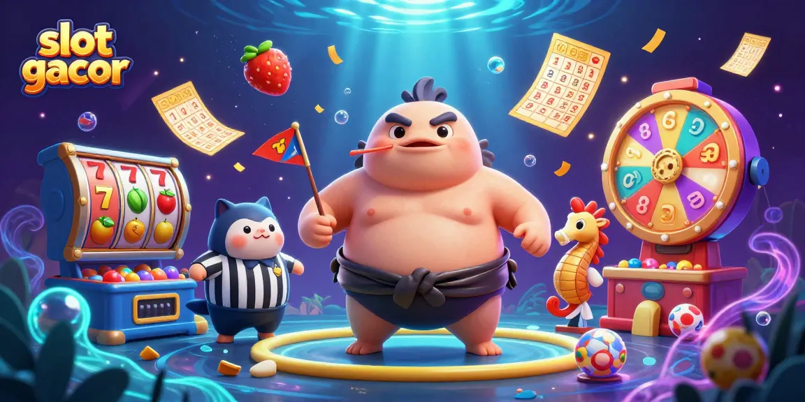 Slot gacor menarik dengan simbol buah dan jackpot di bawah laut, berwarna-warni dan penuh aksi.