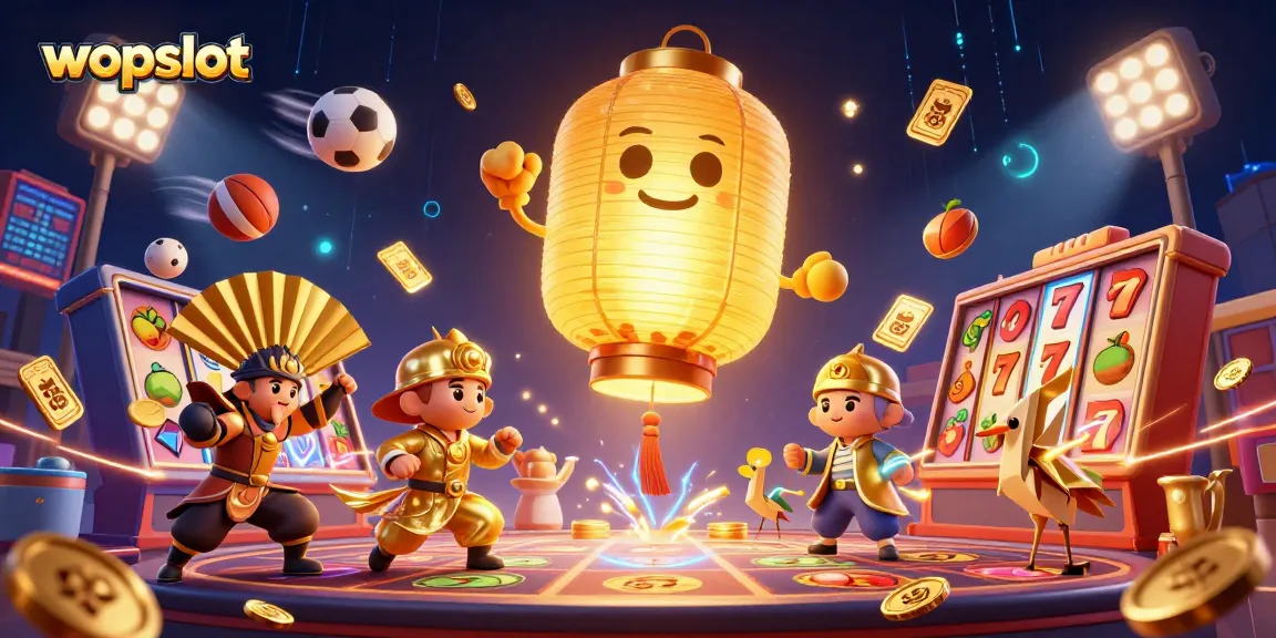 Permainan wopslot yang seru dengan simbol keberuntungan dan karakter 3D bersinar.