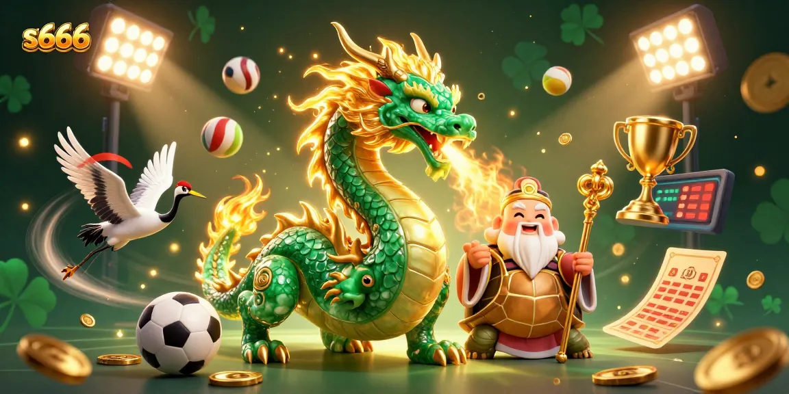 Experience exciting s666 gameplay with a majestic dragon and lucky symbols in a vibrant casino scene.