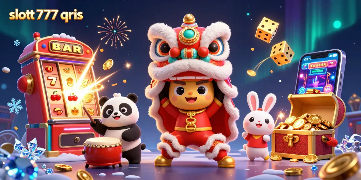 Play slots at slott 777 qris and experience a vibrant casino-themed celebration with fun characters.