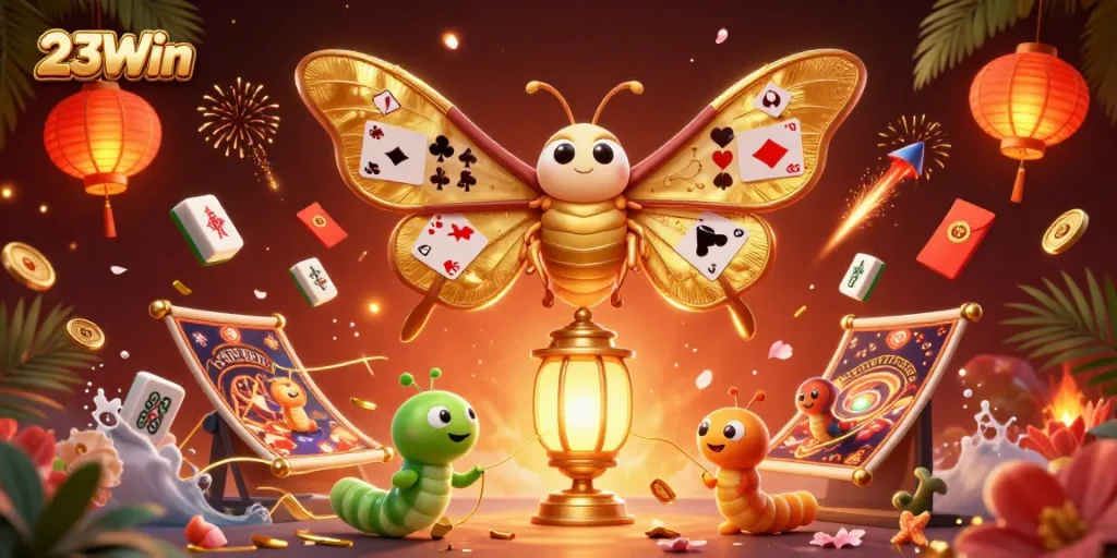 Experience thrilling gameplay at 23Win with vibrant 3D illustration showcasing dynamic casino elements.