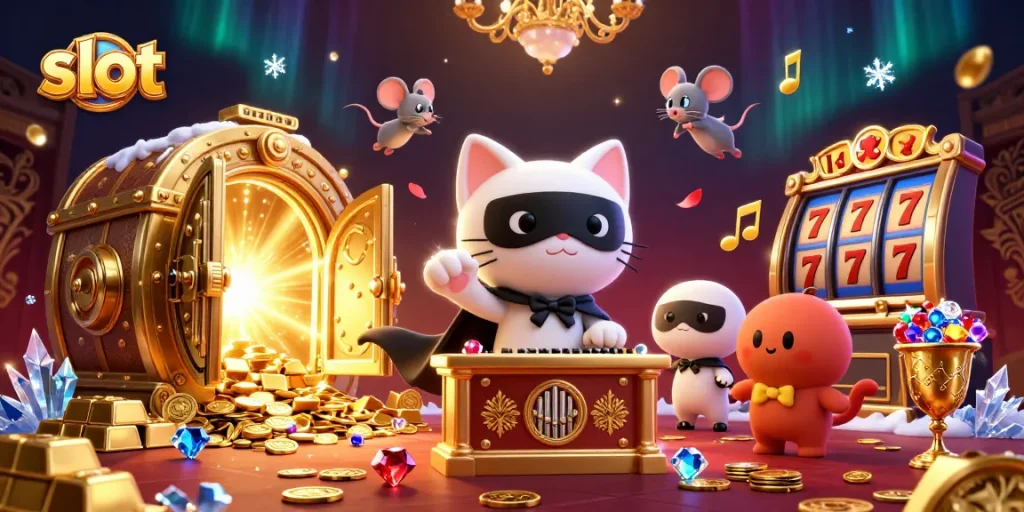 Menghadirkan slot dengan pengalaman bermain yang kaya, dikelilingi oleh karakter menarik di kasino.
